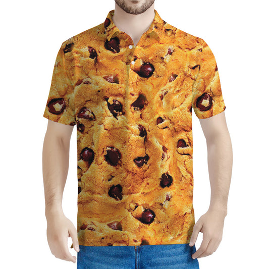 Chocolate Chip Cookie Print Men's Polo Shirt