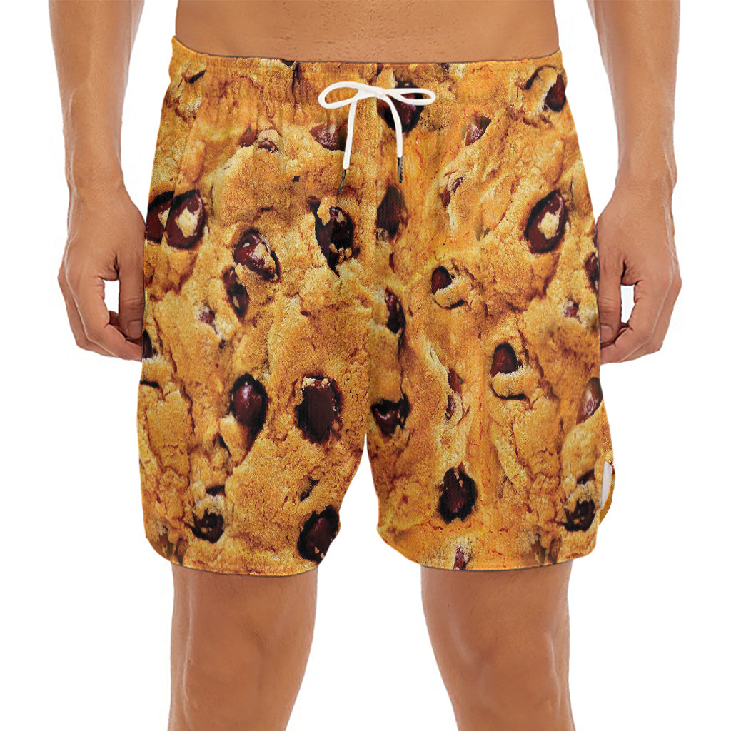 Chocolate Chip Cookie Print Men's Split Running Shorts
