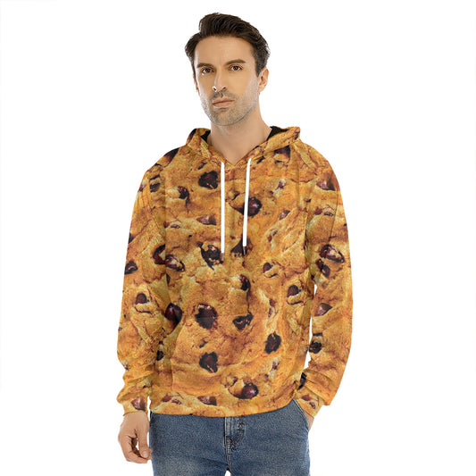 Chocolate Chip Cookie Print Men's Velvet Pullover Hoodie