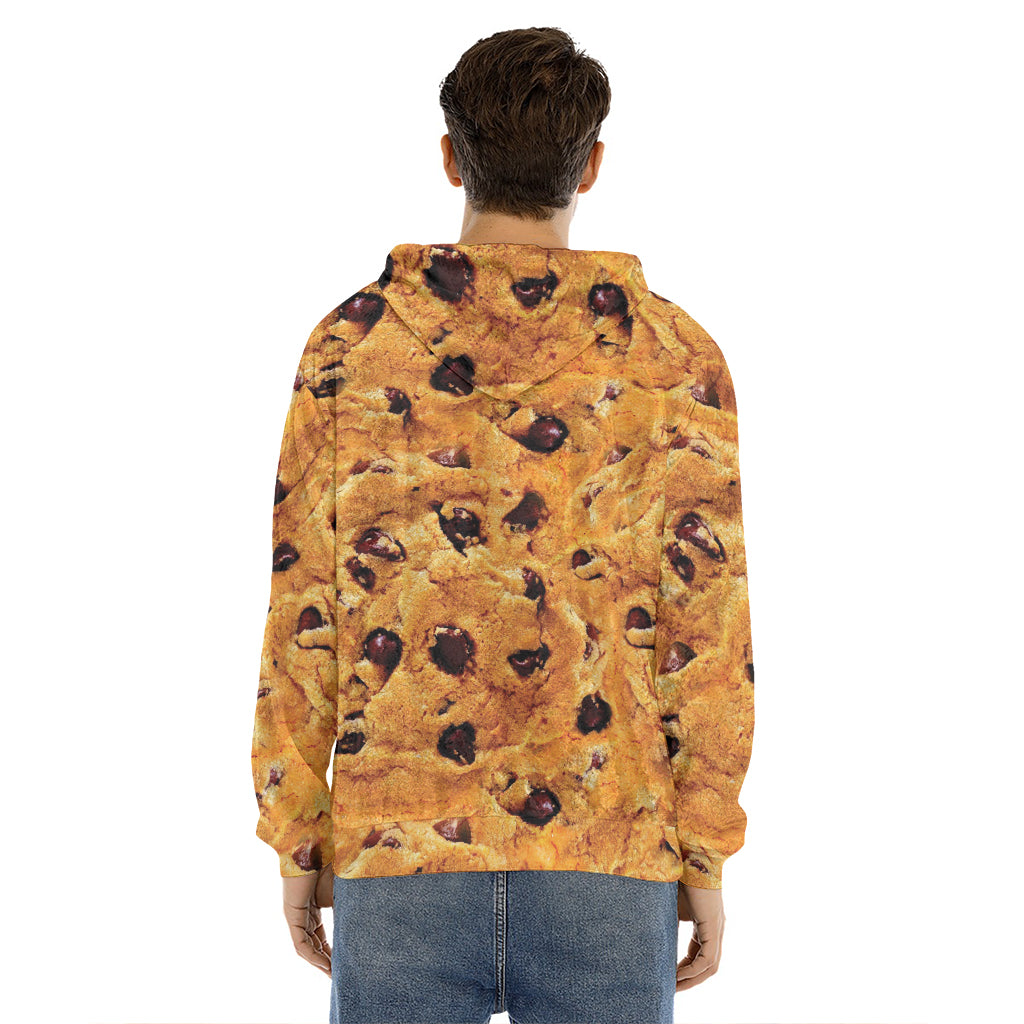 Chocolate Chip Cookie Print Men's Velvet Pullover Hoodie