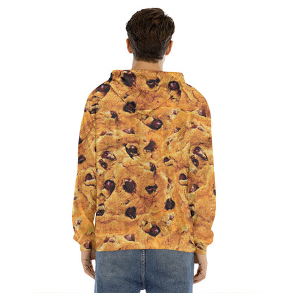 Chocolate Chip Cookie Print Men's Velvet Pullover Hoodie
