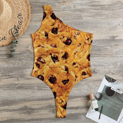Chocolate Chip Cookie Print One Shoulder Bodysuit