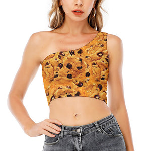 Chocolate Chip Cookie Print One Shoulder Crop Top