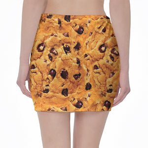 Chocolate Chip Cookie Print Pencil Mini Skirt