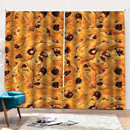 Chocolate Chip Cookie Print Pencil Pleat Curtains