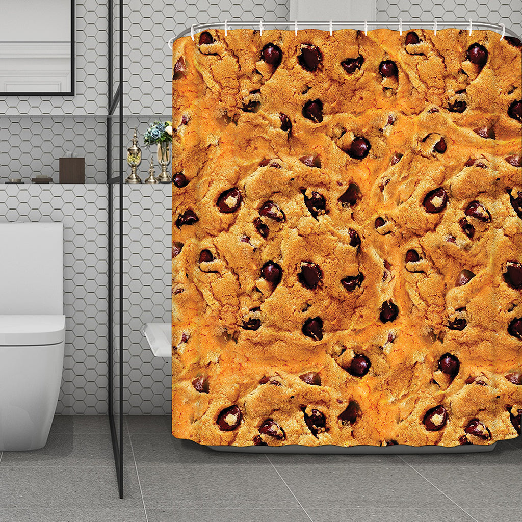 Chocolate Chip Cookie Print Polyester Shower Curtain