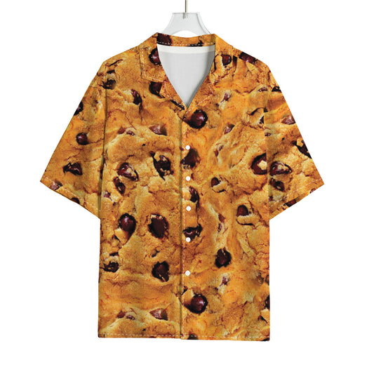 Chocolate Chip Cookie Print Rayon Hawaiian Shirt