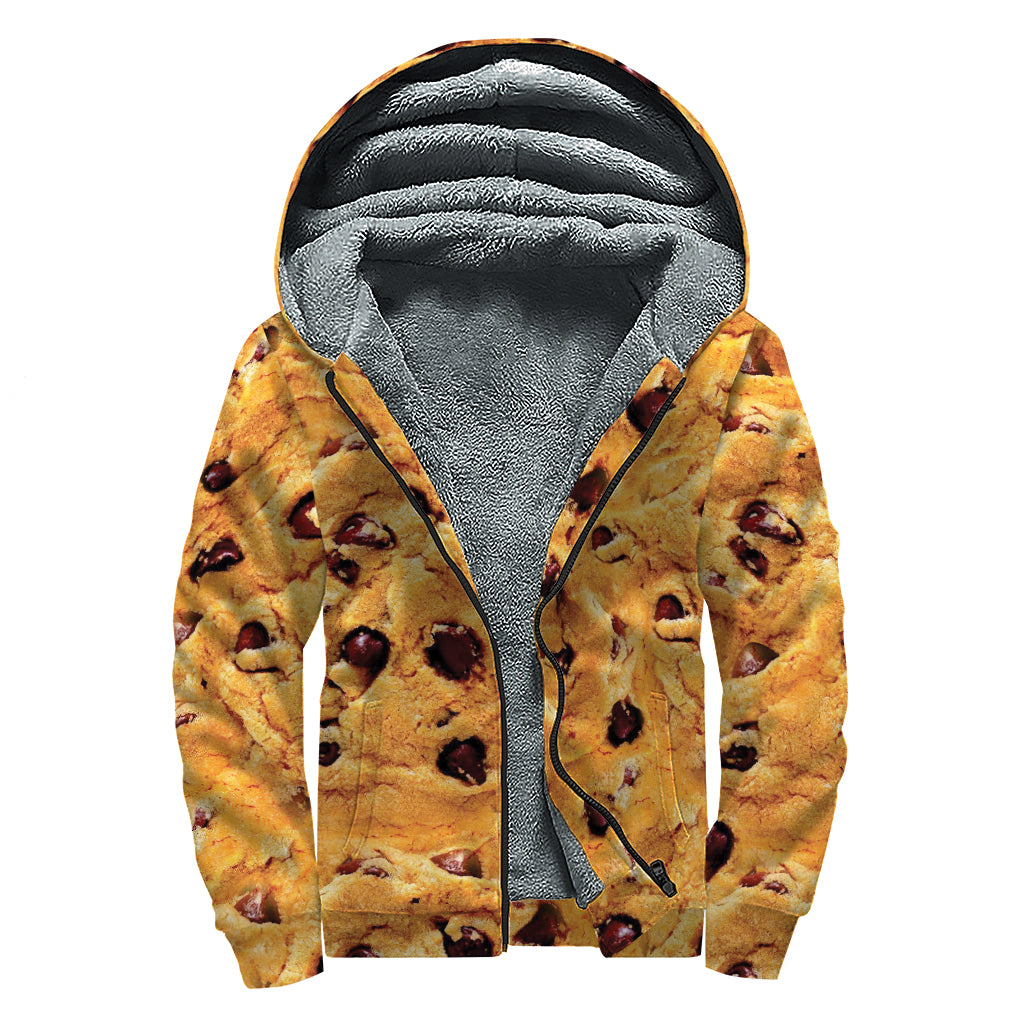 Chocolate Chip Cookie Print Sherpa Lined Zip Up Hoodie