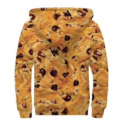 Chocolate Chip Cookie Print Sherpa Lined Zip Up Hoodie