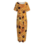 Chocolate Chip Cookie Print Short Sleeve Long Nightdress