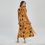 Chocolate Chip Cookie Print Short Sleeve Maxi Dress