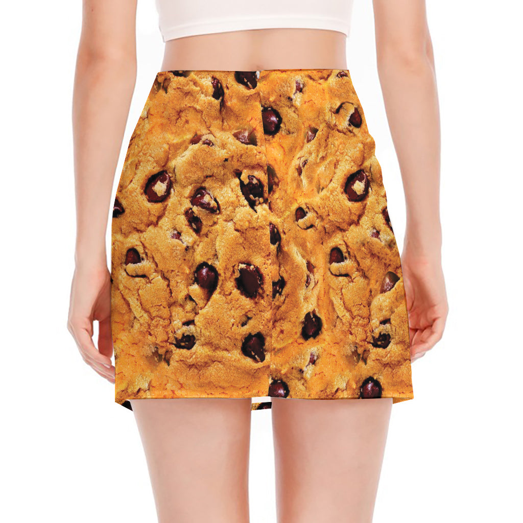 Chocolate Chip Cookie Print Side Slit Mini Skirt