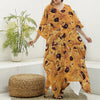 Chocolate Chip Cookie Print Silk V-Neck Kaftan Dress