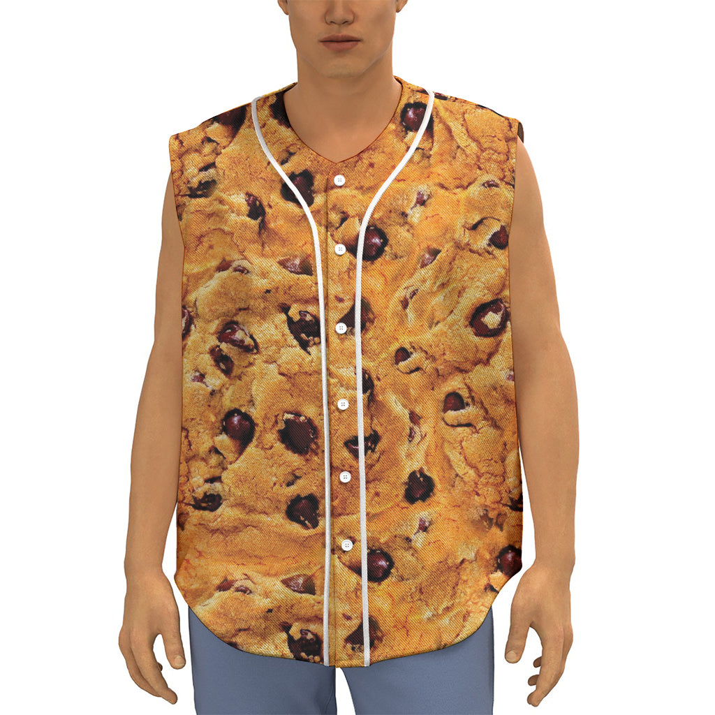 Chocolate Chip Cookie Print Sleeveless Baseball Jersey