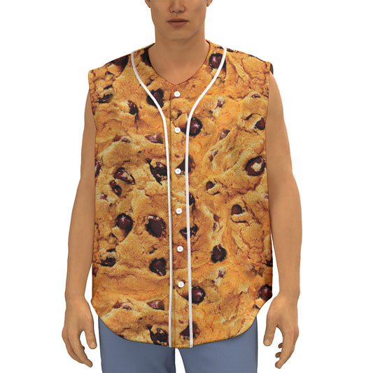 Chocolate Chip Cookie Print Sleeveless Baseball Jersey