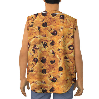 Chocolate Chip Cookie Print Sleeveless Baseball Jersey