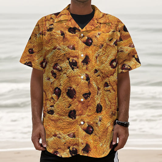 Chocolate Chip Cookie Print Textured Short Sleeve Shirt