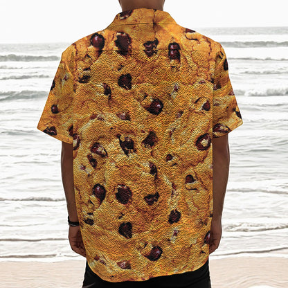 Chocolate Chip Cookie Print Textured Short Sleeve Shirt