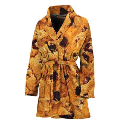 Chocolate Chip Cookie Print Women's Bathrobe