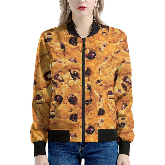 Chocolate Chip Cookie Print Women's Bomber Jacket