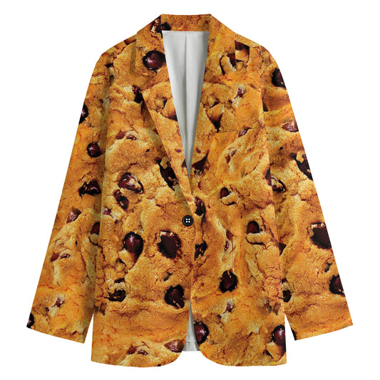 Chocolate Chip Cookie Print Women's Cotton Blazer