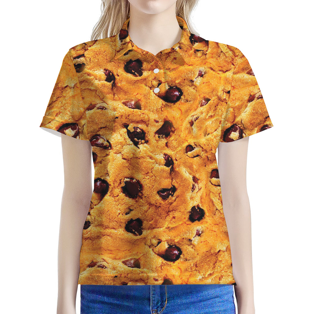 Chocolate Chip Cookie Print Women's Polo Shirt