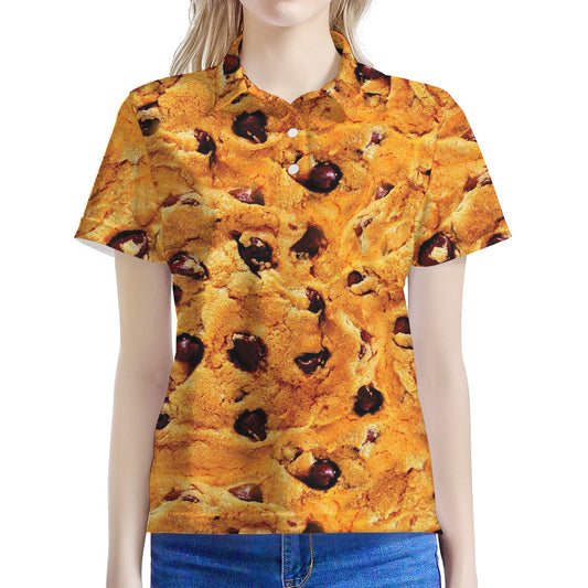 Chocolate Chip Cookie Print Women's Polo Shirt