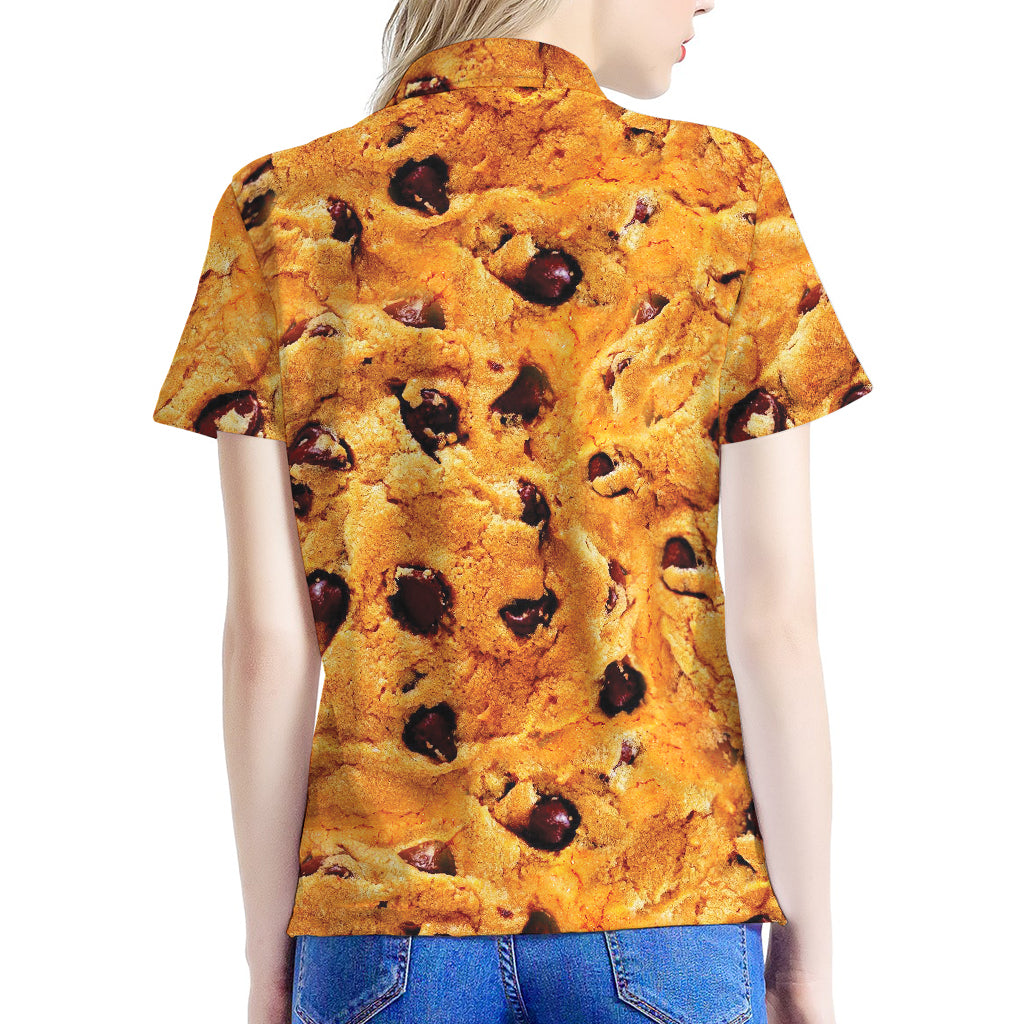 Chocolate Chip Cookie Print Women's Polo Shirt