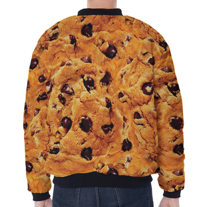 Chocolate Chip Cookie Print Zip Sleeve Bomber Jacket