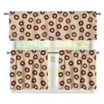 Chocolate Donuts Pattern Print 3 Piece Kitchen Curtains