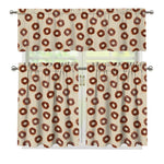 Chocolate Donuts Pattern Print 3 Piece Kitchen Curtains