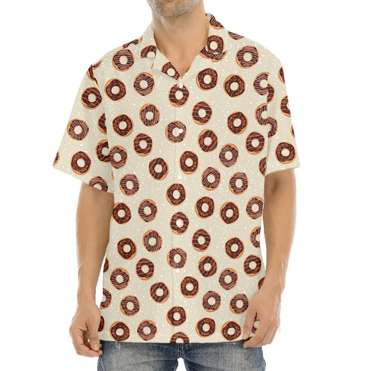 Chocolate Donuts Pattern Print Aloha Shirt