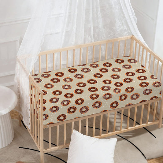 Chocolate Donuts Pattern Print Baby Crib Sheet