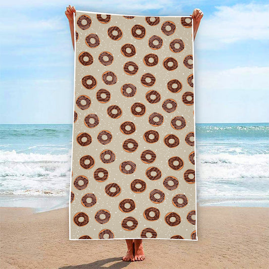 Chocolate Donuts Pattern Print Beach Towel