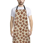 Chocolate Donuts Pattern Print Bib Apron With Pocket