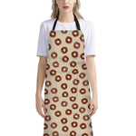 Chocolate Donuts Pattern Print Bib Apron With Pocket