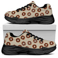 Chocolate Donuts Pattern Print Black Chunky Shoes