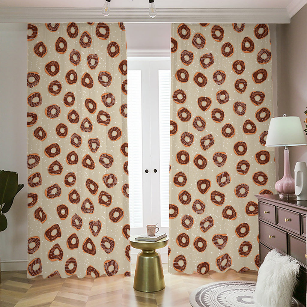 Chocolate Donuts Pattern Print Blackout Pencil Pleat Curtains