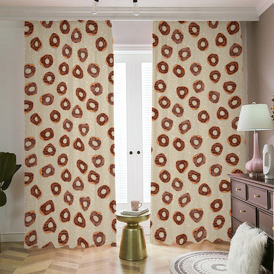 Chocolate Donuts Pattern Print Blackout Pencil Pleat Curtains