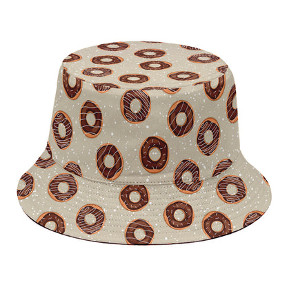 Chocolate Donuts Pattern Print Bucket Hat