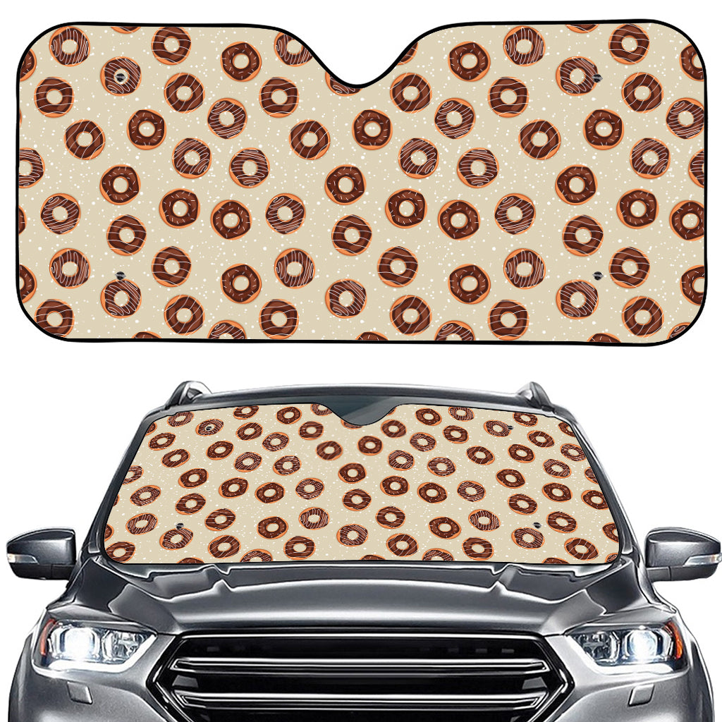 Chocolate Donuts Pattern Print Car Windshield Sun Shade