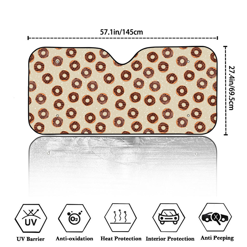 Chocolate Donuts Pattern Print Car Windshield Sun Shade
