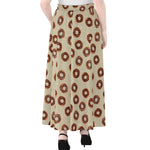 Chocolate Donuts Pattern Print Chiffon Maxi Skirt