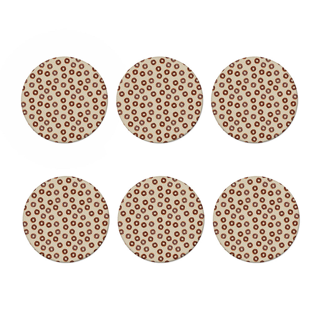 Chocolate Donuts Pattern Print Coaster Set