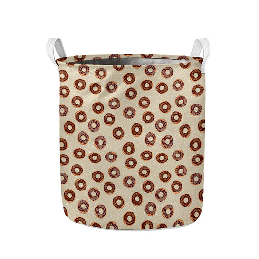 Chocolate Donuts Pattern Print Collapsible Laundry Basket