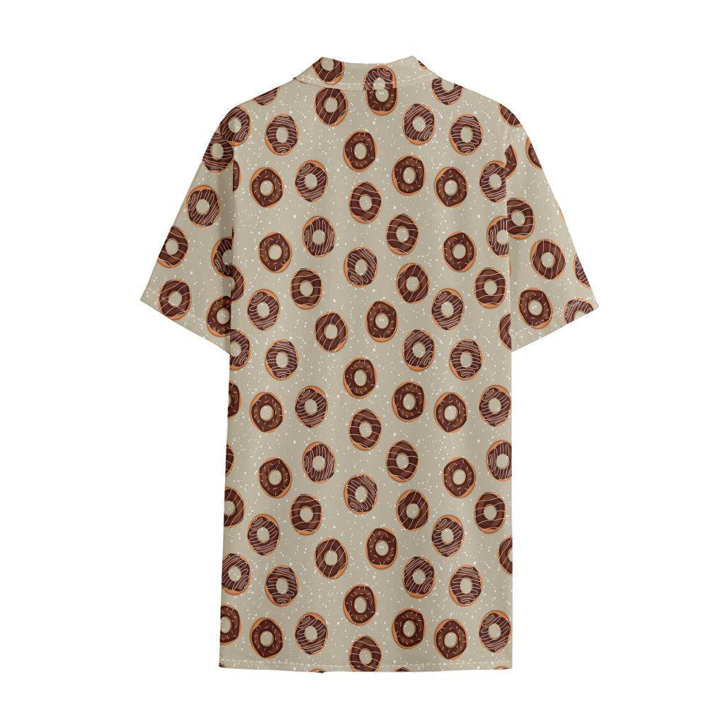 Chocolate Donuts Pattern Print Cotton Hawaiian Shirt