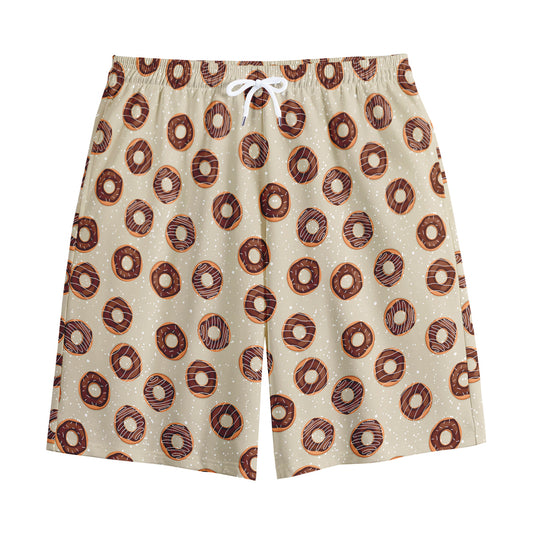 Chocolate Donuts Pattern Print Cotton Shorts