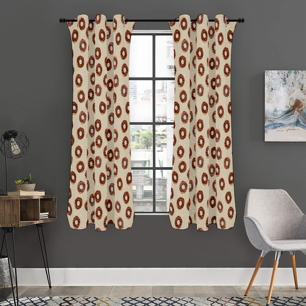 Chocolate Donuts Pattern Print Curtain