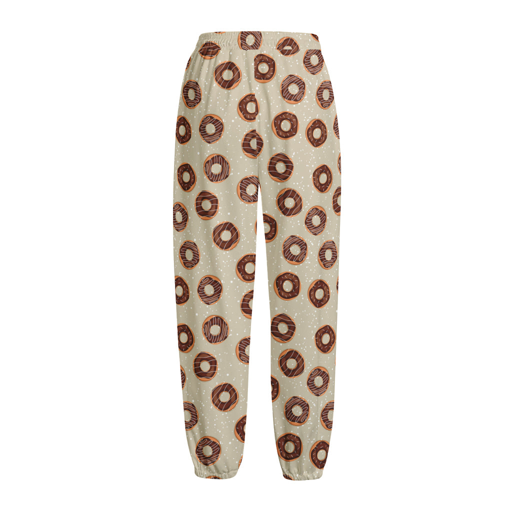 Chocolate Donuts Pattern Print Fleece Lined Knit Pants