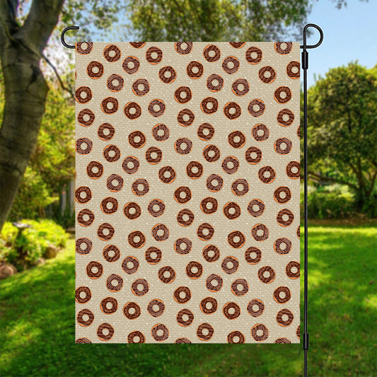 Chocolate Donuts Pattern Print Garden Flag